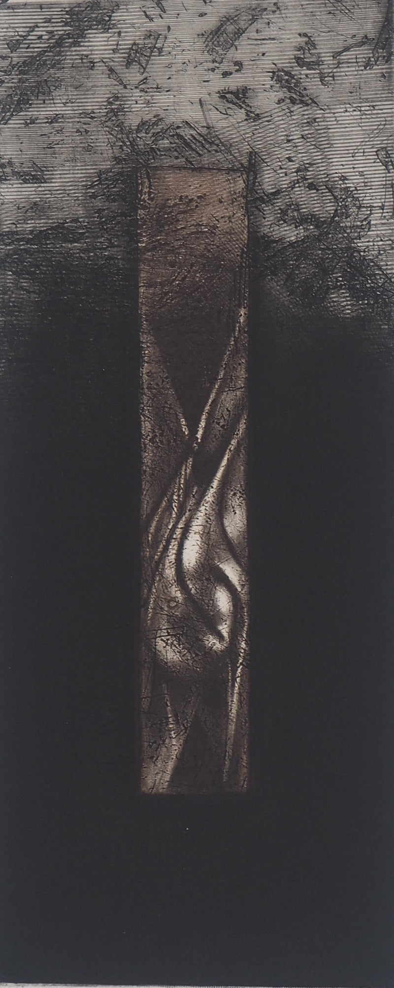 Michel RONCEREL : Verticale III : Le crépuscule  - Gravure (détail)