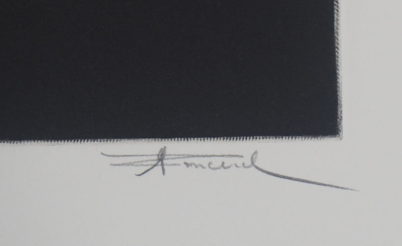 Michel RONCEREL : Verticale III : Le crépuscule  - Gravure (détail)