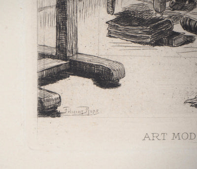 Félicien ROPS : Art moderne, l'artiste - Gravure (détail)