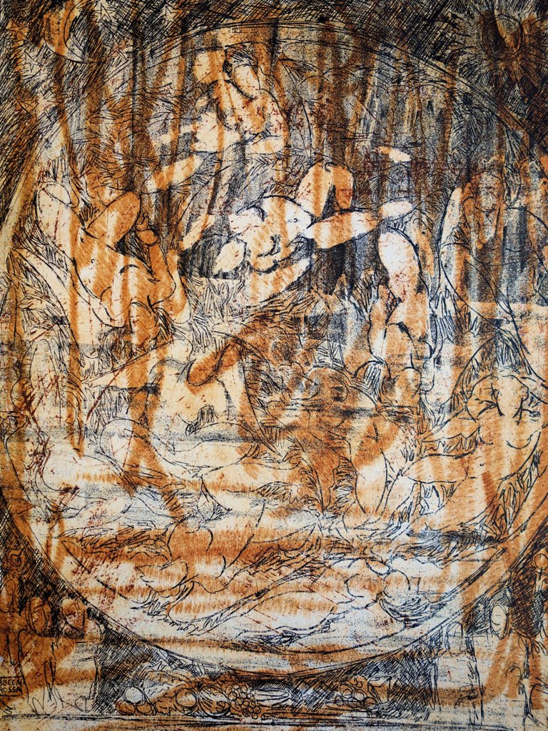 Patrick BOCCA ROSSA : Corps alanguis - Gravure (détail)