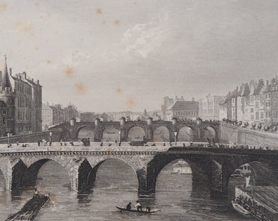  ROUARGUE FRERES : Paris Le pont au change - Gravure (détail)