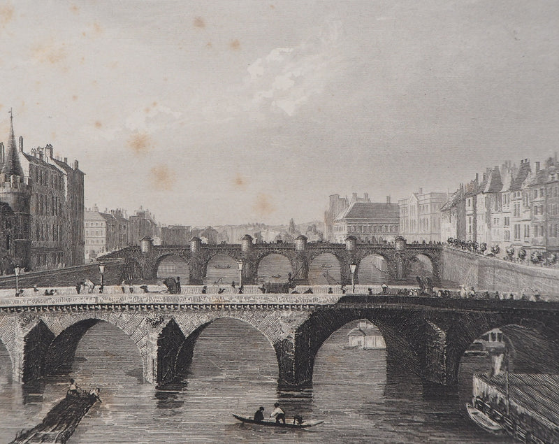  ROUARGUE FRERES : Paris Le pont au change - Gravure (détail)