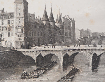  ROUARGUE FRERES : Paris Le pont au change - Gravure (détail)