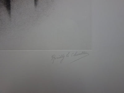 Marie-Antoinette ROUILLY LE CHEVALLIER : Paysage reflété - Gravure (détail)