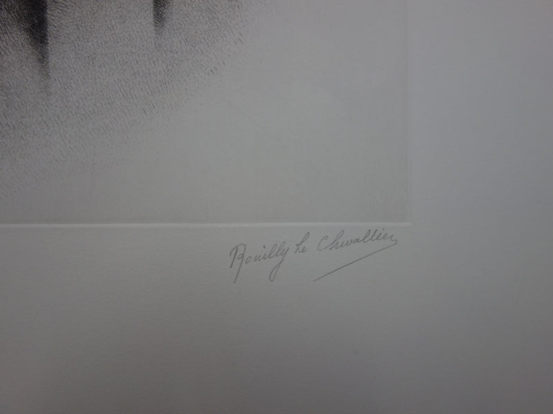 Marie-Antoinette ROUILLY LE CHEVALLIER : Paysage reflété - Gravure (détail)