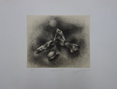 Marie-Antoinette ROUILLY LE CHEVALLIER : Pierres sous la lune - Gravure (détail)