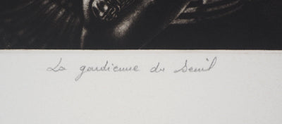 Georges ROULY : La gardienne du soleil - Gravure (détail)