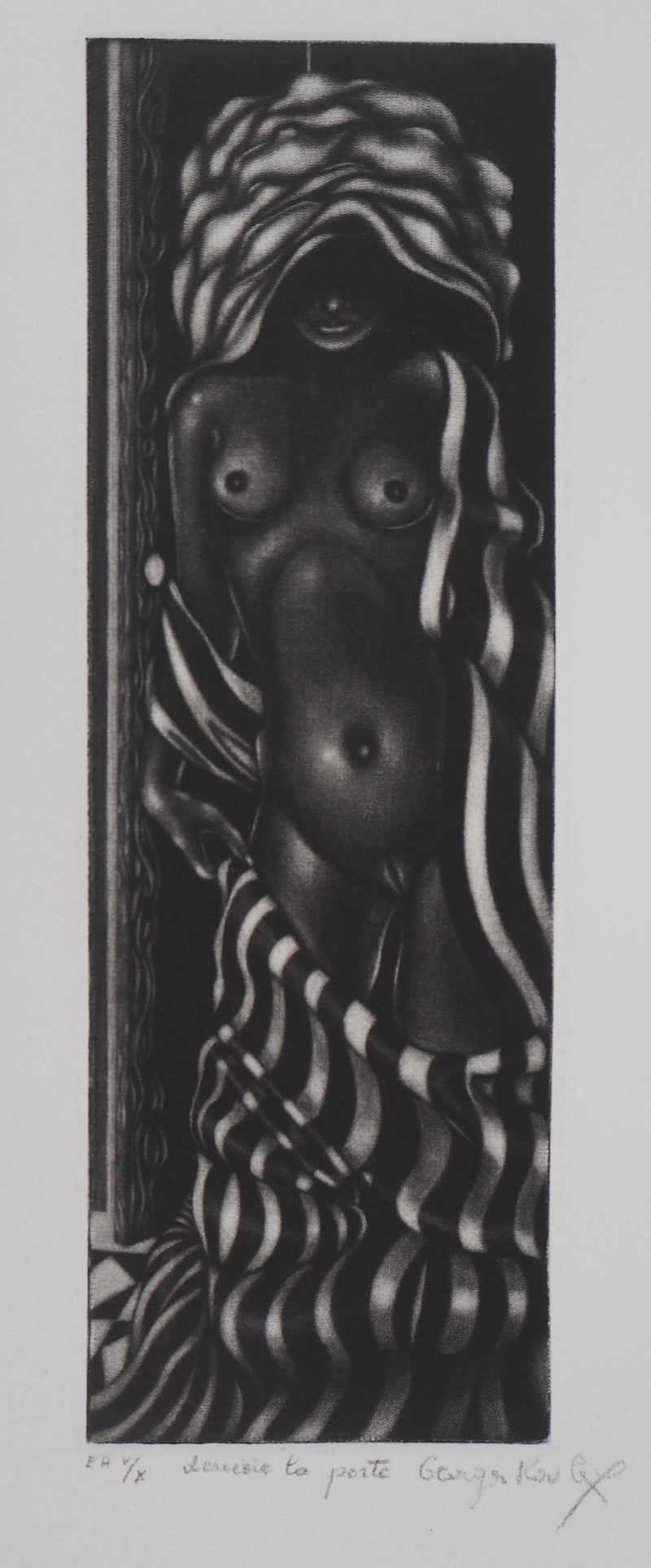 Georges ROULY : Nu noir et blanc - Gravure