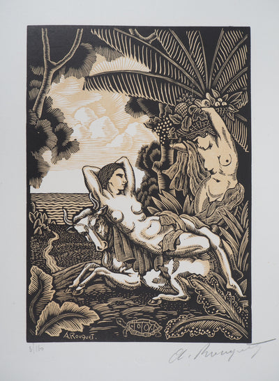 Auguste ROUQUET : L'enlèvement d'Europe - 1929 - Gravure sur bois (détail)