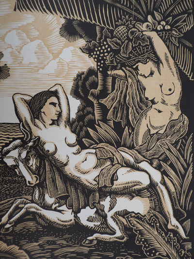 Auguste ROUQUET : L'enlèvement d'Europe - 1929 - Gravure sur bois (détail)