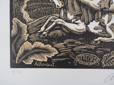 Auguste ROUQUET : L'enlèvement d'Europe - 1929 - Gravure sur bois (détail)