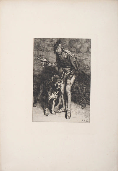 Ferdinand ROYBET : Un fou sous Henri III - Gravure (détail)