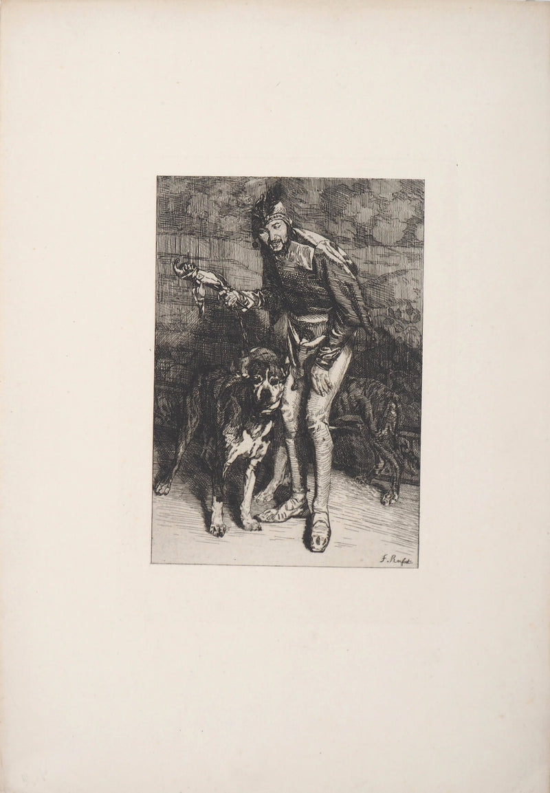Ferdinand ROYBET : Un fou sous Henri III - Gravure (détail)