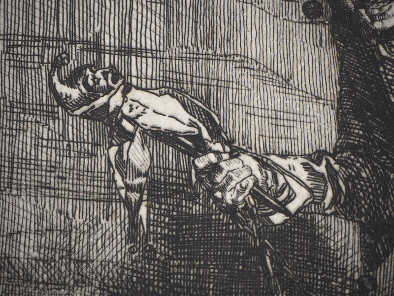 Ferdinand ROYBET : Un fou sous Henri III - Gravure (détail)