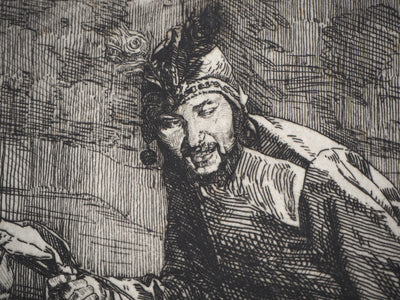 Ferdinand ROYBET : Un fou sous Henri III - Gravure (détail)