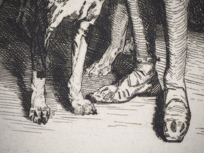 Ferdinand ROYBET : Un fou sous Henri III - Gravure (détail)