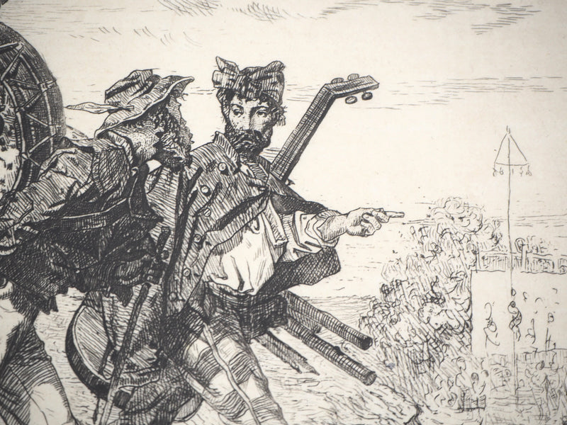 Ferdinand ROYBET : En retard pour la fête - Gravure (détail)