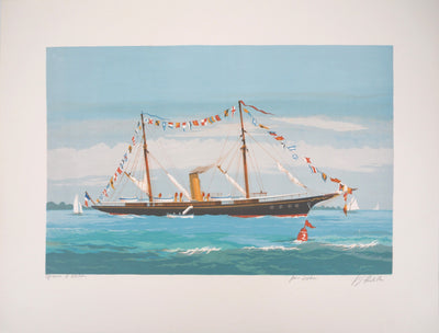 Pierre-Marie RUDELLE : Voilier - Lithographie