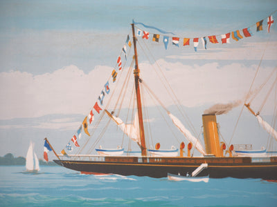 Pierre-Marie RUDELLE : Voilier - Lithographie (détail)