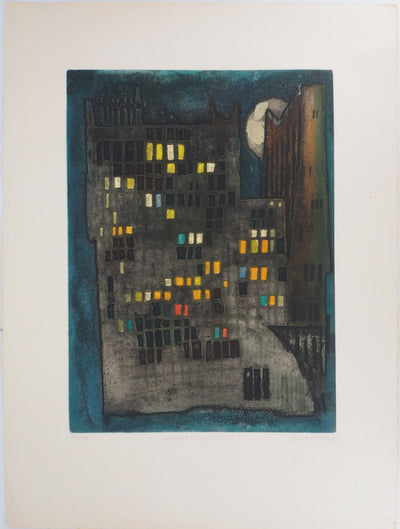 Suzanne RUNACHER : Multi solitude (la ville de nuit) - Gravure