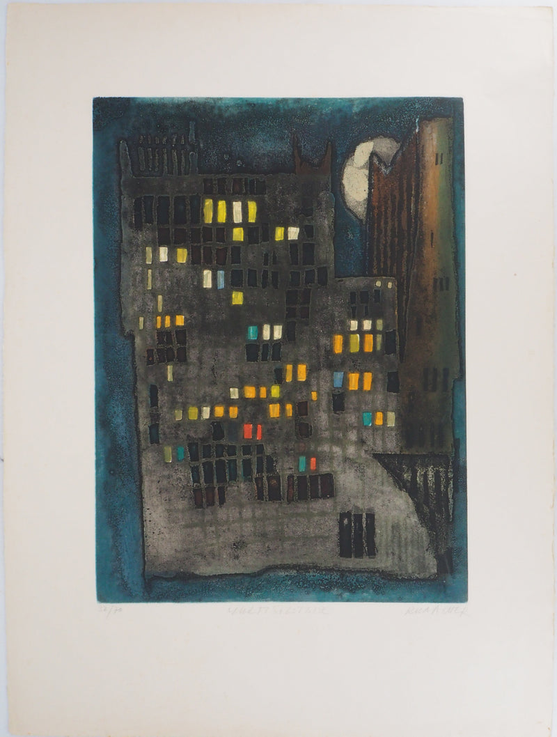 Suzanne RUNACHER : Multi solitude (la ville de nuit) - Gravure