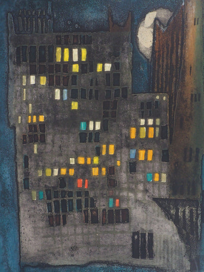 Suzanne RUNACHER : Multi solitude (la ville de nuit) - Gravure (détail)