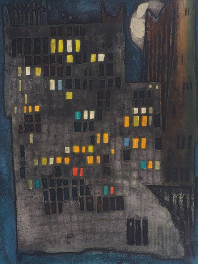 Suzanne RUNACHER : Multi solitude (la ville de nuit) - Gravure (détail)
