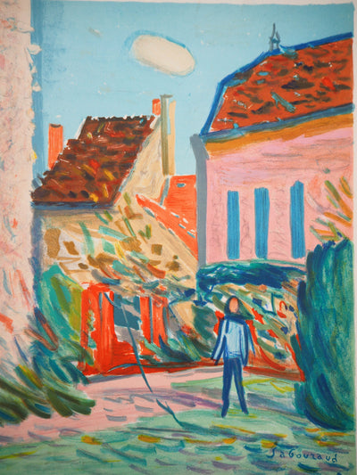 Emile SABOURAUD : Le jardin de Chézy, 1955 - Lithographie (détail)