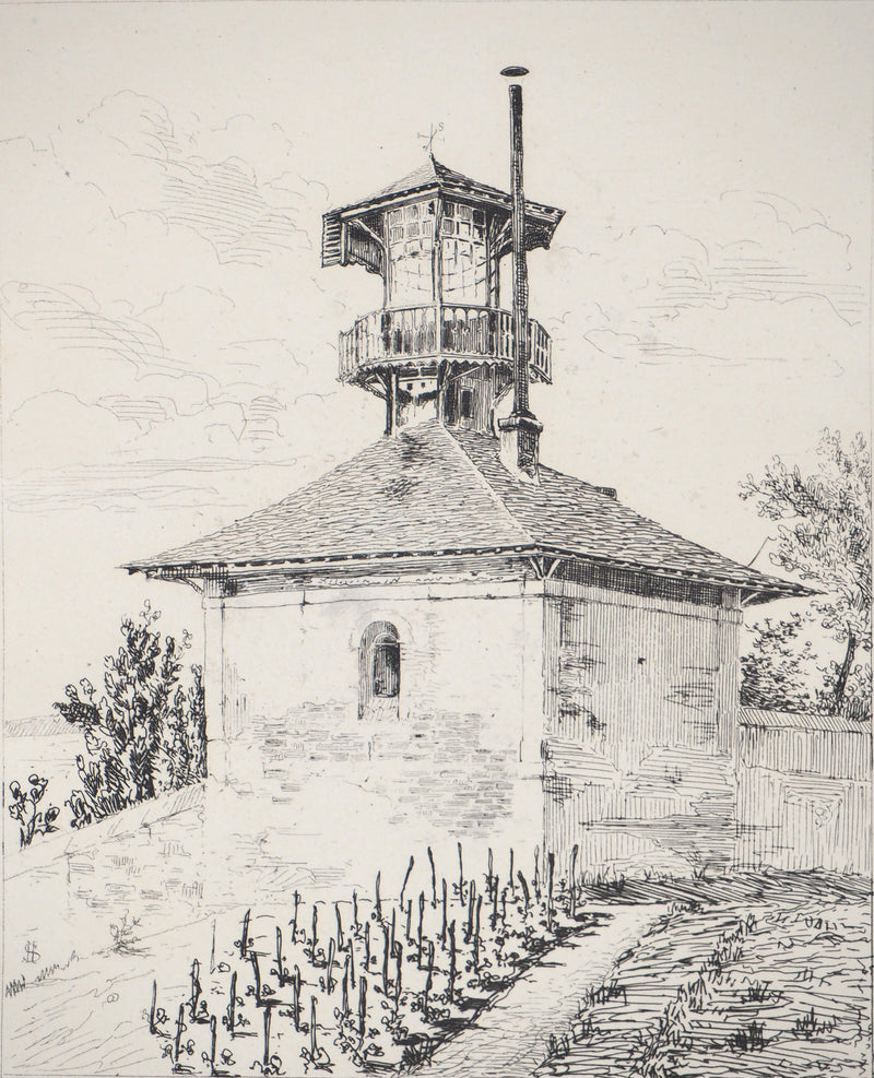 Henri Alexandre SAFFREY : Un belvédère - Gravure