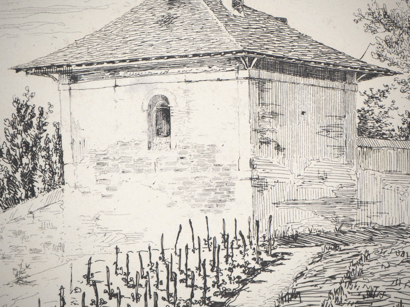 Henri Alexandre SAFFREY : Un belvédère - Gravure (détail)