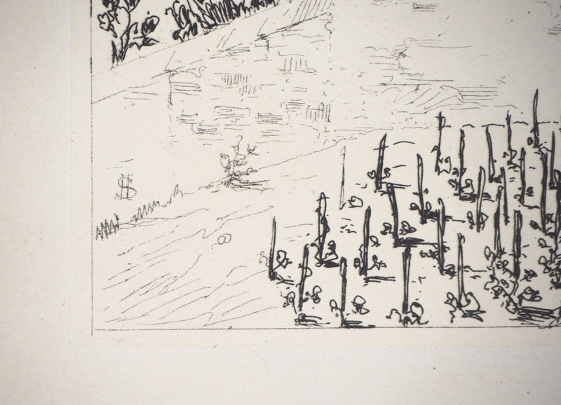 Henri Alexandre SAFFREY : Un belvédère - Gravure (détail)