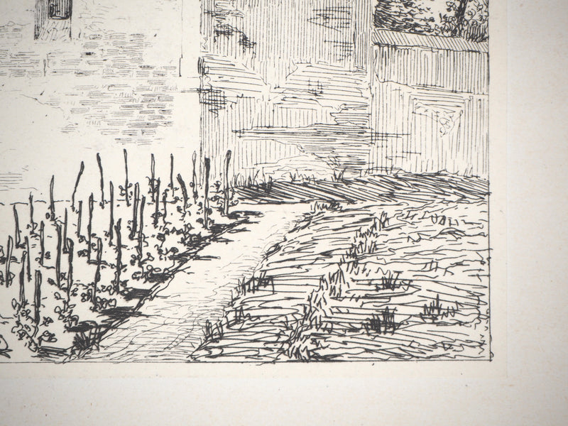 Henri Alexandre SAFFREY : Un belvédère - Gravure (détail)