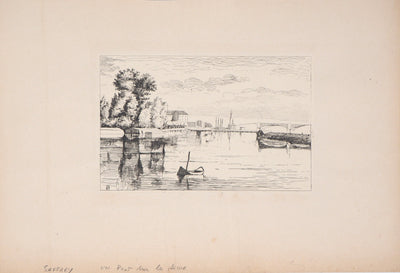 Henri Alexandre SAFFREY : Un pont sur la Seine - Gravure (détail)