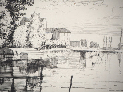 Henri Alexandre SAFFREY : Un pont sur la Seine - Gravure (détail)