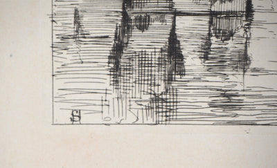 Henri Alexandre SAFFREY : Un pont sur la Seine - Gravure (détail)