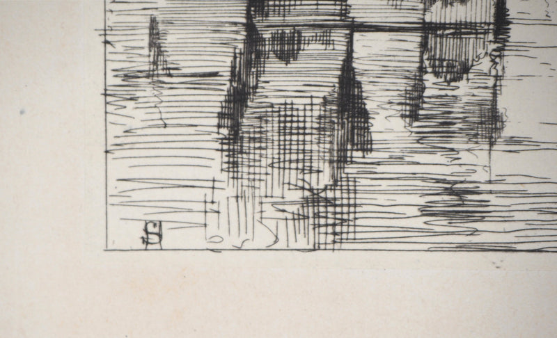 Henri Alexandre SAFFREY : Un pont sur la Seine - Gravure (détail)