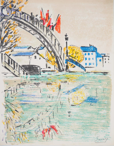 Robert SAVARY : Le Canal Saint Martin, Lithographie originale (vue générale) - Crédit photo : Galerie Art.Paris