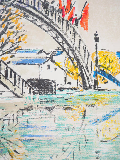 Robert SAVARY : Le Canal Saint Martin, Lithographie originale (photo de détail 4) - Crédit photo : Galerie Art.Paris