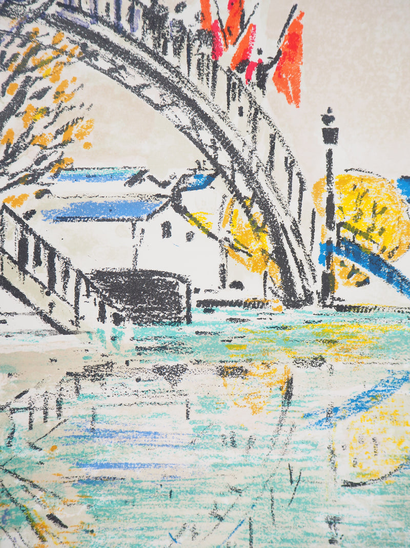 Robert SAVARY : Le Canal Saint Martin, Lithographie originale (photo de détail 4) - Crédit photo : Galerie Art.Paris
