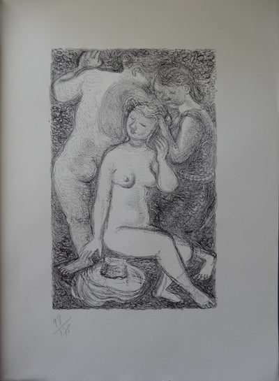 Maurice SAVIN : Les baigneuses - Lithographie (détail)