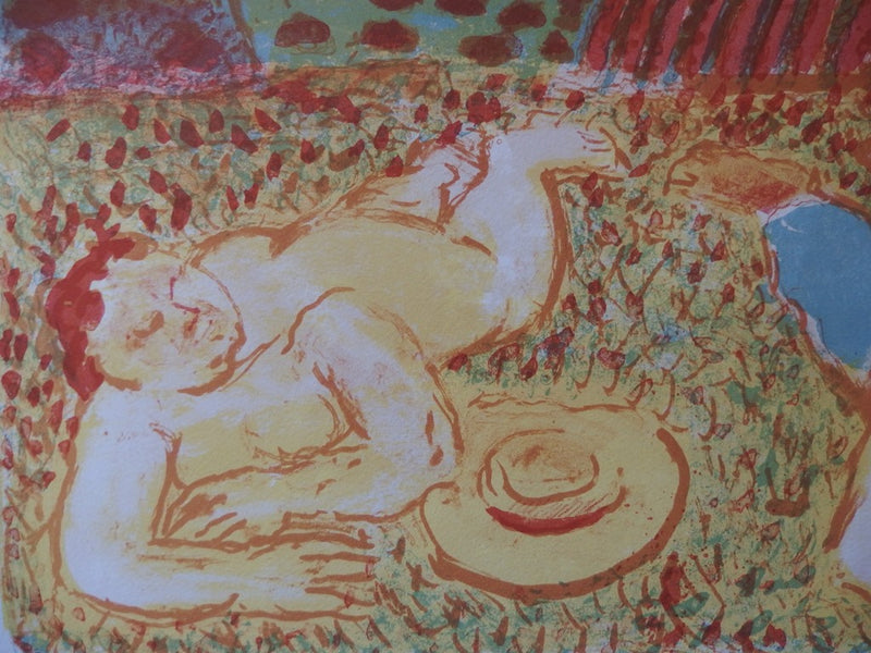 Maurice SAVIN : La sieste des paysans - Lithographie (détail)