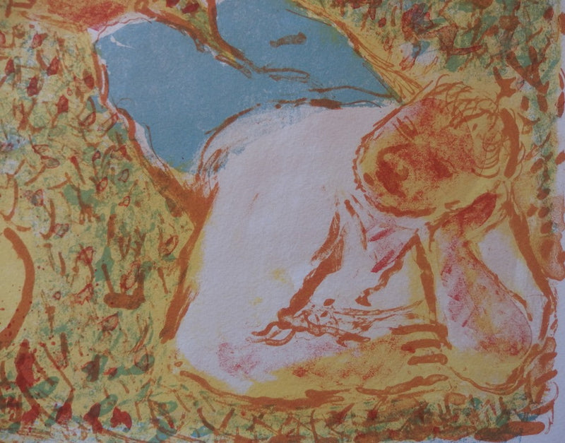 Maurice SAVIN : La sieste des paysans - Lithographie (détail)