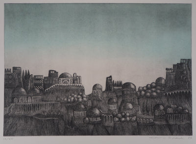 Karin SCHAUB : La cité, 1983 - Gravure