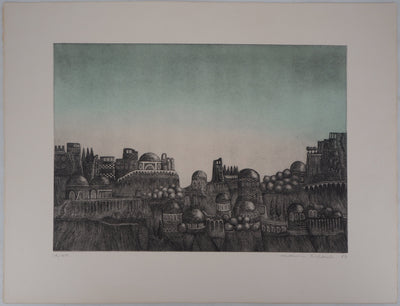Karin SCHAUB : La cité, 1983 - Gravure (détail)