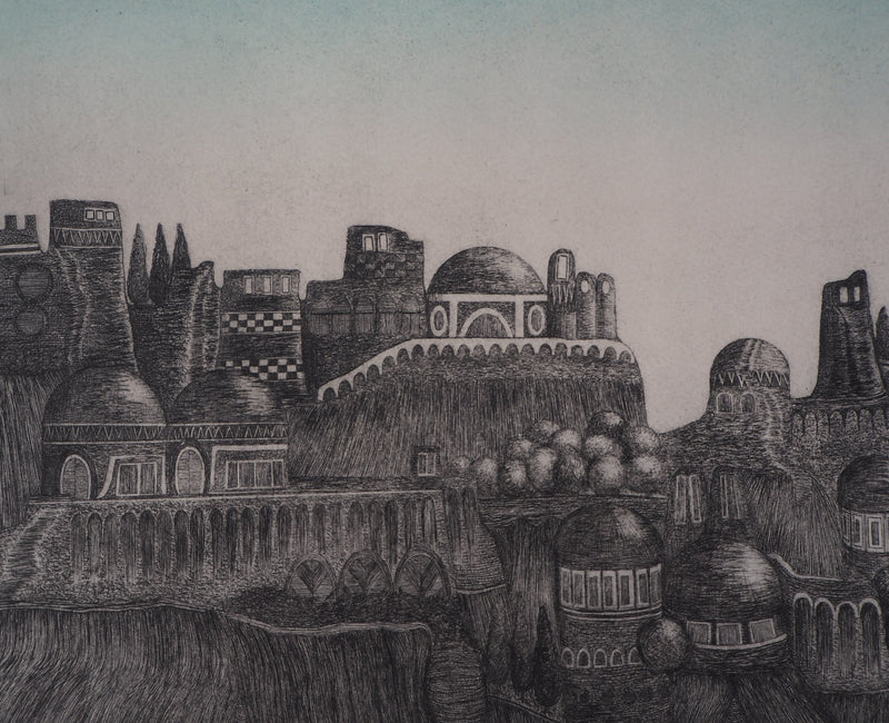 Karin SCHAUB : La cité, 1983 - Gravure (détail)