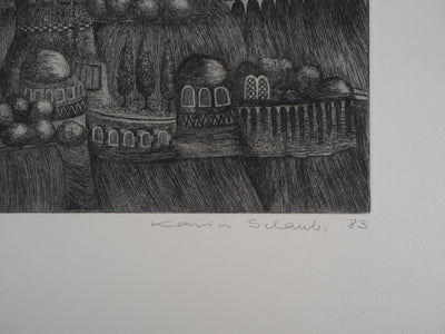 Karin SCHAUB : La cité, 1983 - Gravure (détail)