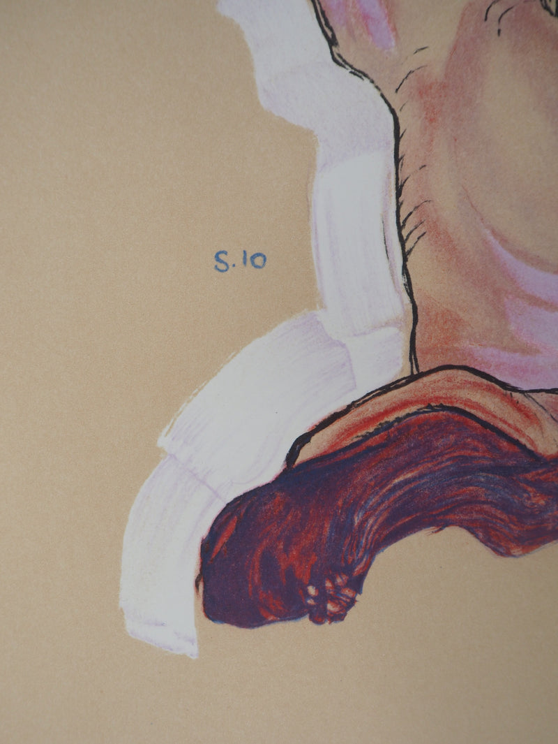 Egon SCHIELE : Nu allongé, Lithographie originale (photo de détail 2) - Crédit photo : Galerie Art.Paris