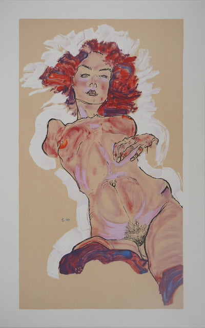 Egon SCHIELE : Nu allongé, Lithographie originale (photo de détail 3) - Crédit photo : Galerie Art.Paris