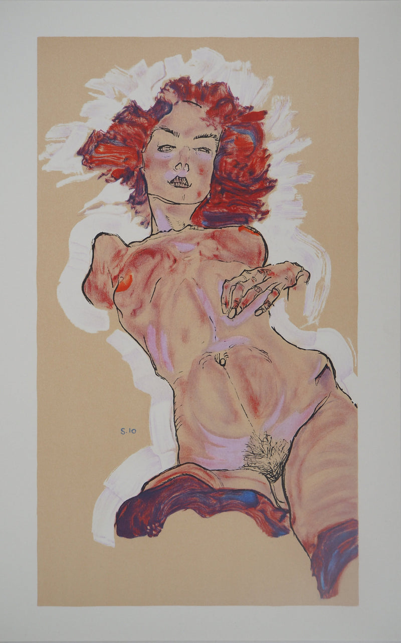 Egon SCHIELE : Nu allongé, Lithographie originale (photo de détail 3) - Crédit photo : Galerie Art.Paris
