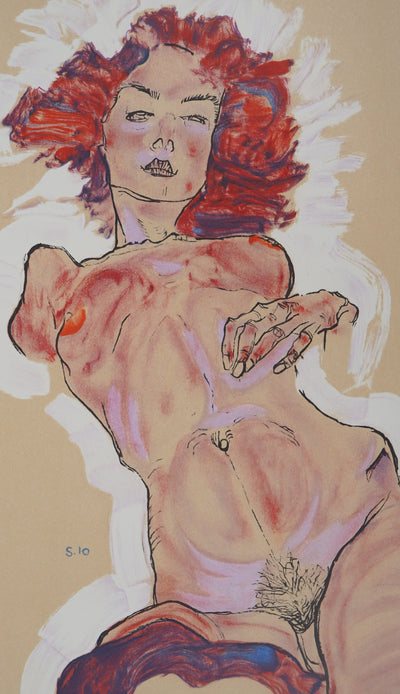 Egon SCHIELE : Nu allongé, Lithographie originale (photo de détail 4) - Crédit photo : Galerie Art.Paris